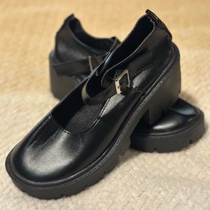 Mary Jane low platform heel buckles